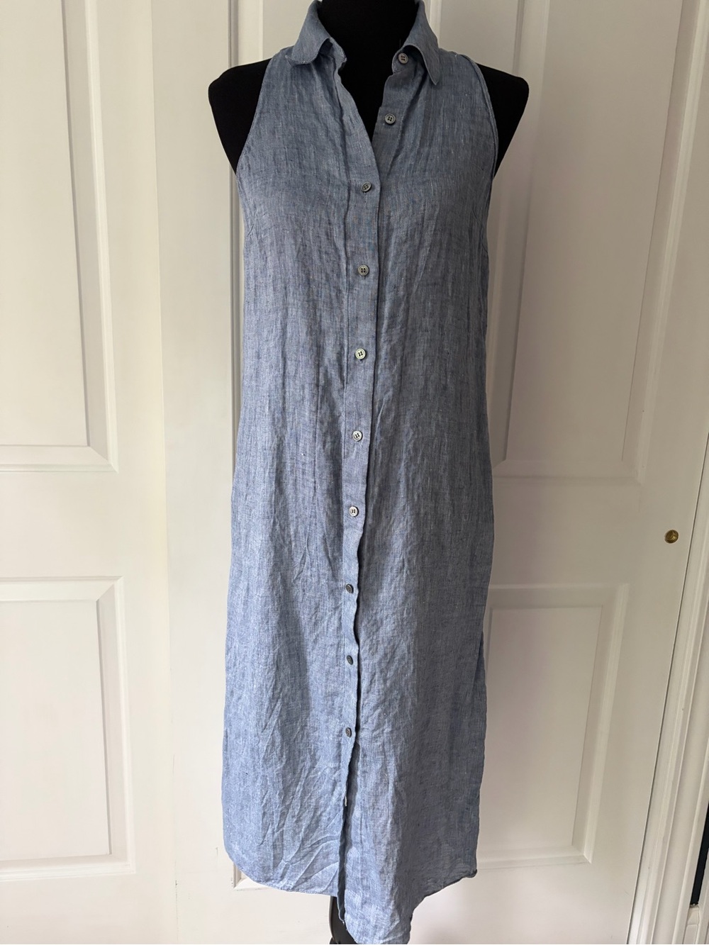 Theory Chambray Blue Linen Maxi Dress